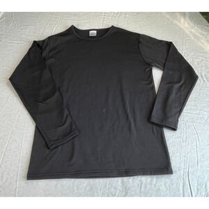 Real Essentials Black Thermal Long Sleeve Shirt Medium 100% Polyester Unisex